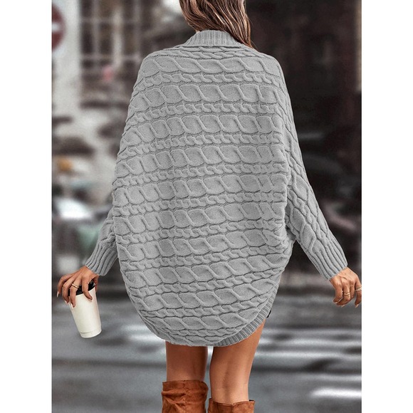Shawl Collar Cable Knit Batwing Sleeve Duster Cardigan sweater black oversized - Picture 7 of 11